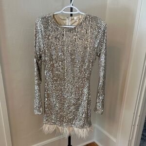 Silver Sequin Mini Dress